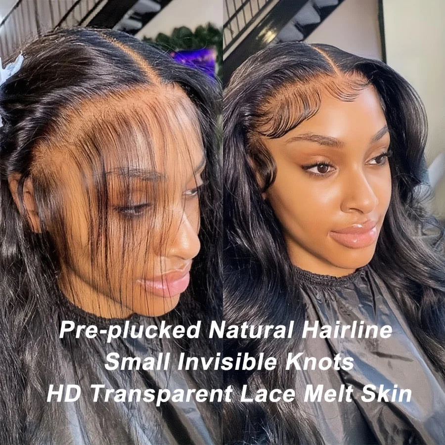 40 42Inch Body Wave Human Hair Wig 13x4 13x6 HD Lace Front Wig 250% Density Brazilian Hair Natural Black Wig for Women