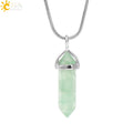 CSJA Fluorite Crystals Necklaces Pendants Suspension Quartz Natural Gem Stone Necklace for Women Hexagonal Reiki Healing G954