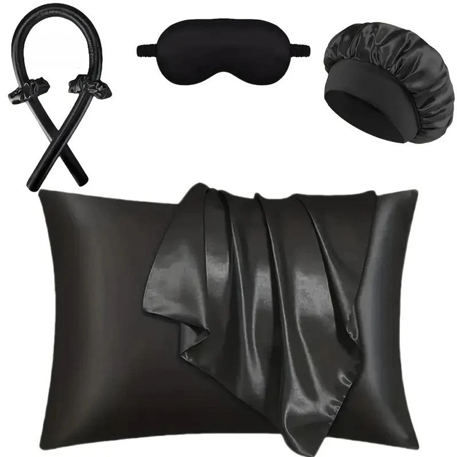 No-Heat Curling Wand Set | Lazy Summer Cool Silky Curls Kit | with Shower Cap & Eye Mask | Easy Styling Hair Tool for Women