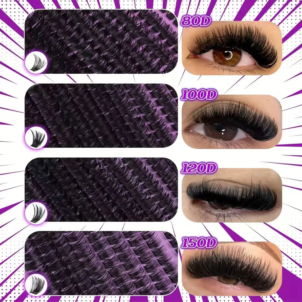 DIY Lash Extension Kit Clusters Individual Eyelashes Kit 9-16mm with Bond and Seal Wispy Natural Mange Lashes