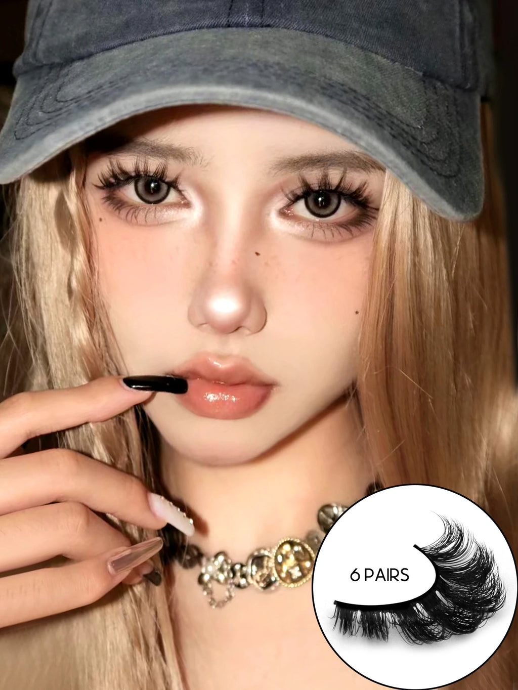 GROINNEYA False Eyelashes Cat Eye Faux Mink Lashes Wispy Lashes Dramatic Long Thick Lashes Volume Mink False Eyelashes Makeup