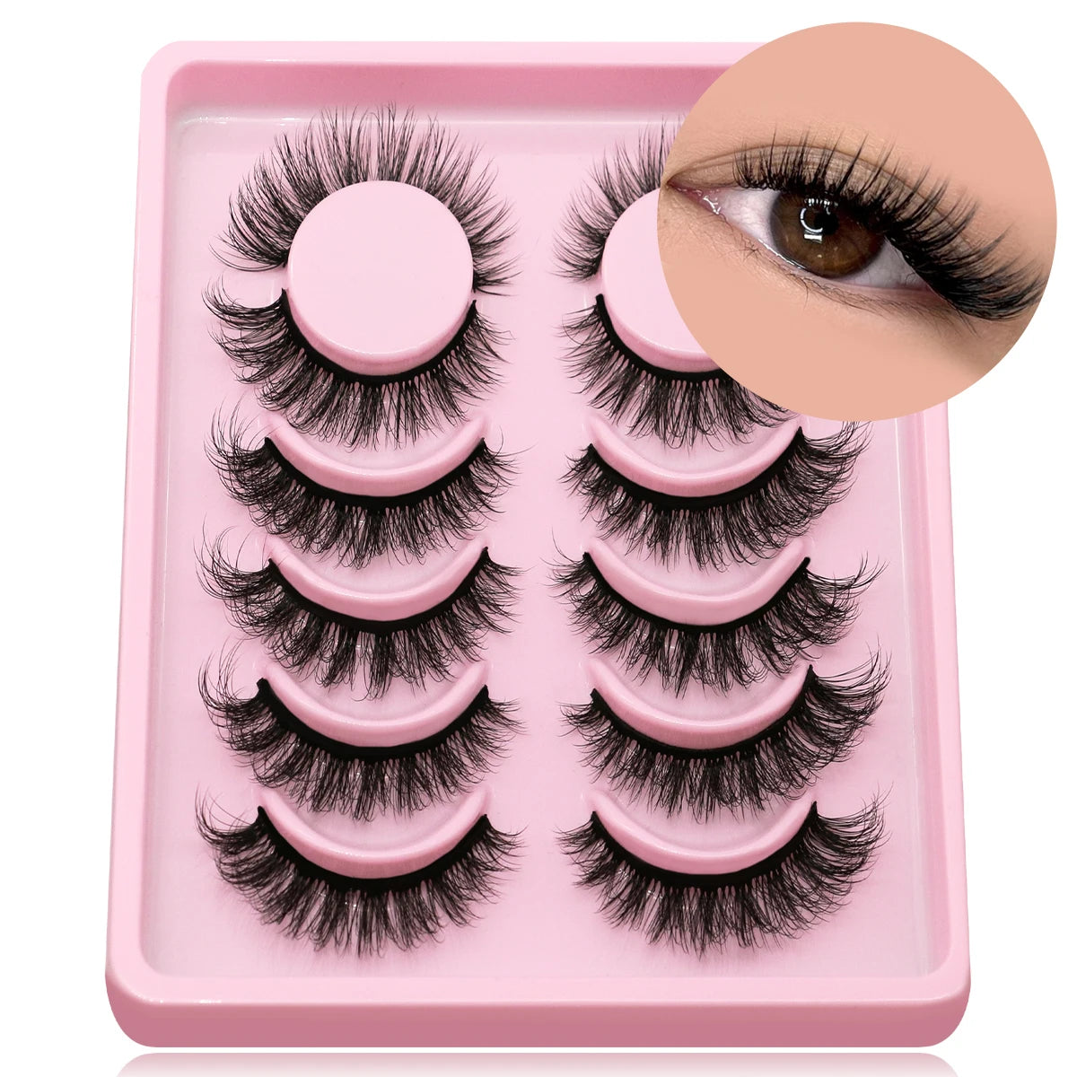 GROINNEYA False Eyelashes Cat Eye Faux Mink Lashes Wispy Lashes Dramatic Long Thick Lashes Volume Mink False Eyelashes Makeup