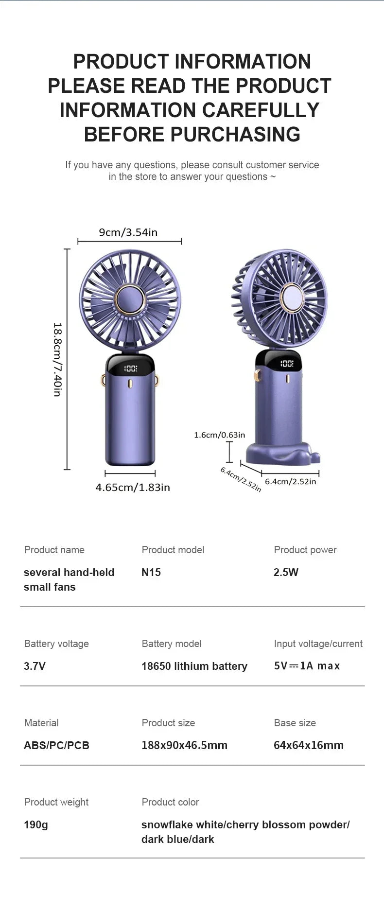 Mini Handheld Fan Foldable Neck Hanging Fan 5 Speed USB Rechargeable Portable Cool Fan with LED Digtal Display Low Noise Summer