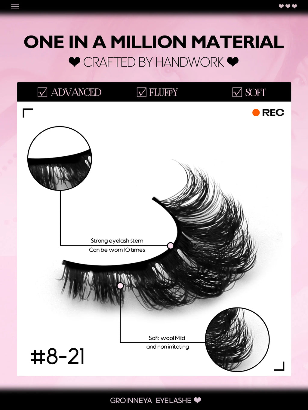 GROINNEYA False Eyelashes Cat Eye Faux Mink Lashes Wispy Lashes Dramatic Long Thick Lashes Volume Mink False Eyelashes Makeup