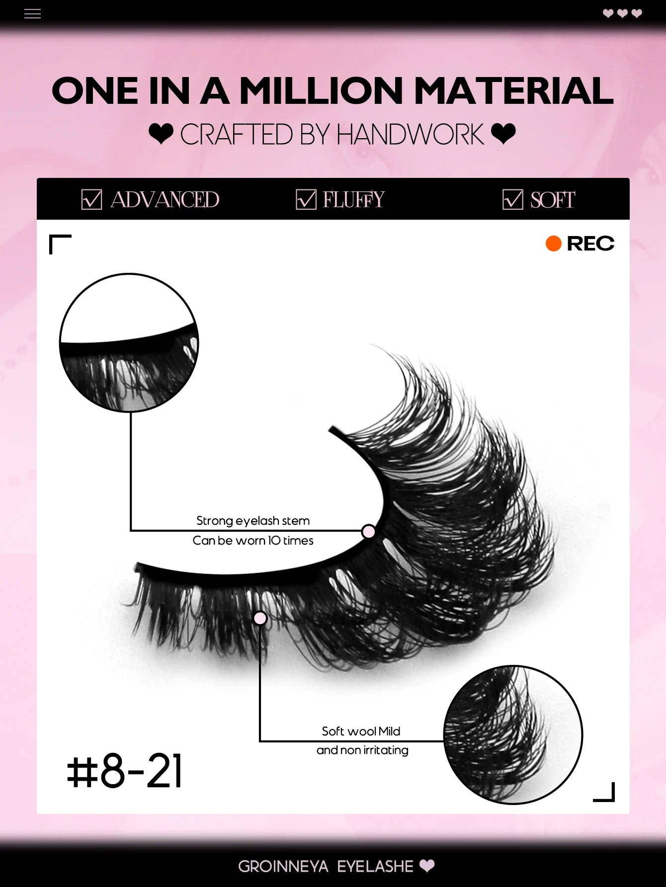 GROINNEYA False Eyelashes Cat Eye Faux Mink Lashes Wispy Lashes Dramatic Long Thick Lashes Volume Mink False Eyelashes Makeup