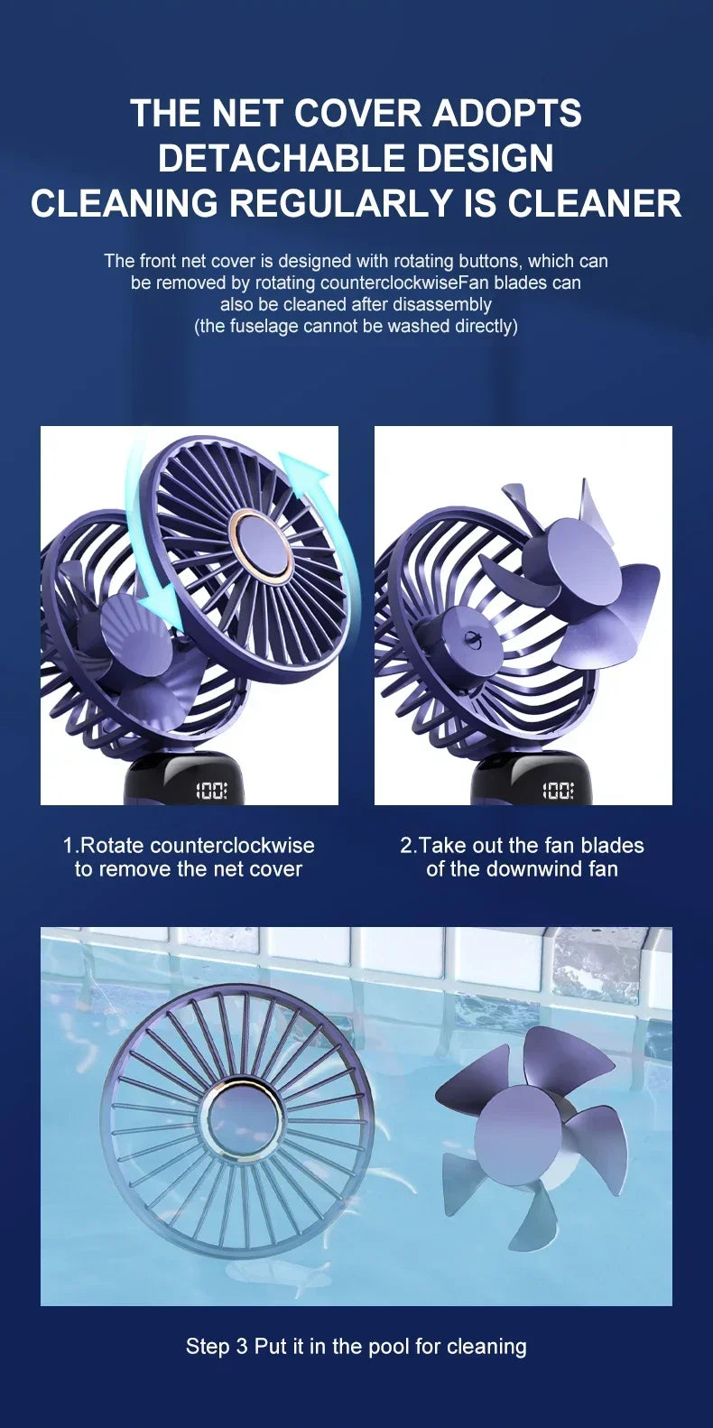 Mini Handheld Fan Foldable Neck Hanging Fan 5 Speed USB Rechargeable Portable Cool Fan with LED Digtal Display Low Noise Summer