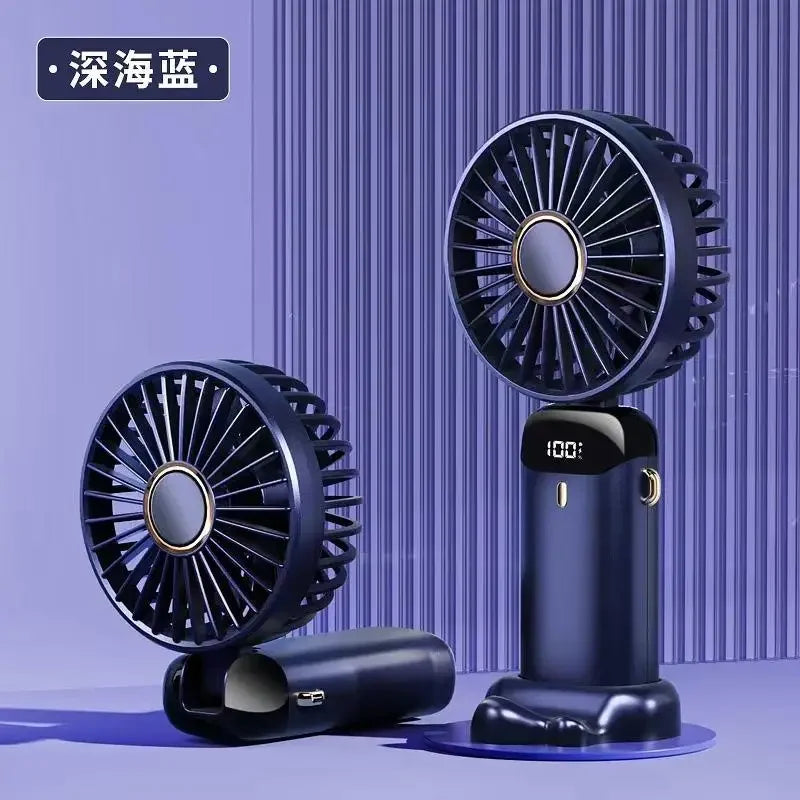 Mini Handheld Fan Foldable Neck Hanging Fan 5 Speed USB Rechargeable Portable Cool Fan with LED Digtal Display Low Noise Summer
