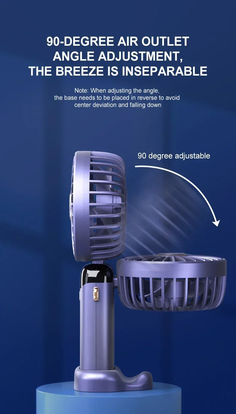 Mini Handheld Fan Foldable Neck Hanging Fan 5 Speed USB Rechargeable Portable Cool Fan with LED Digtal Display Low Noise Summer