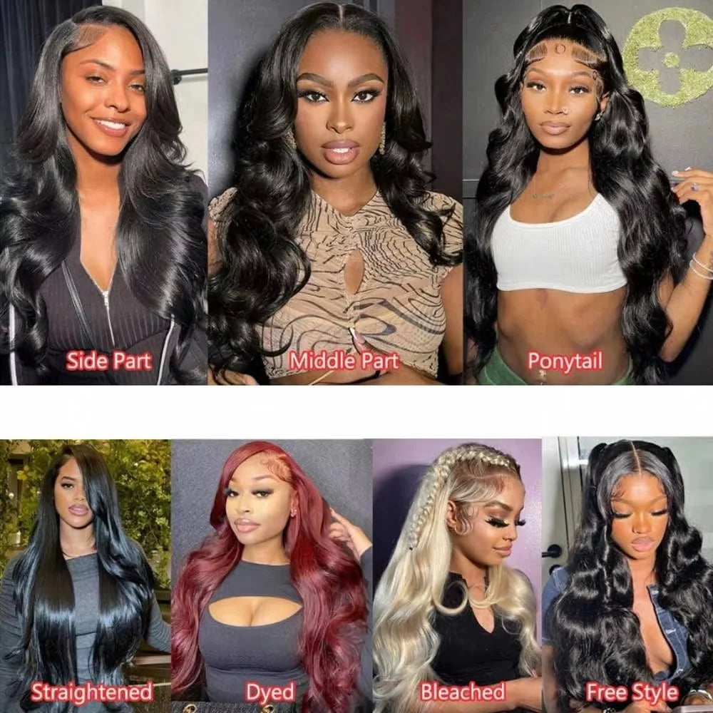 40 42Inch Body Wave Human Hair Wig 13x4 13x6 HD Lace Front Wig 250% Density Brazilian Hair Natural Black Wig for Women
