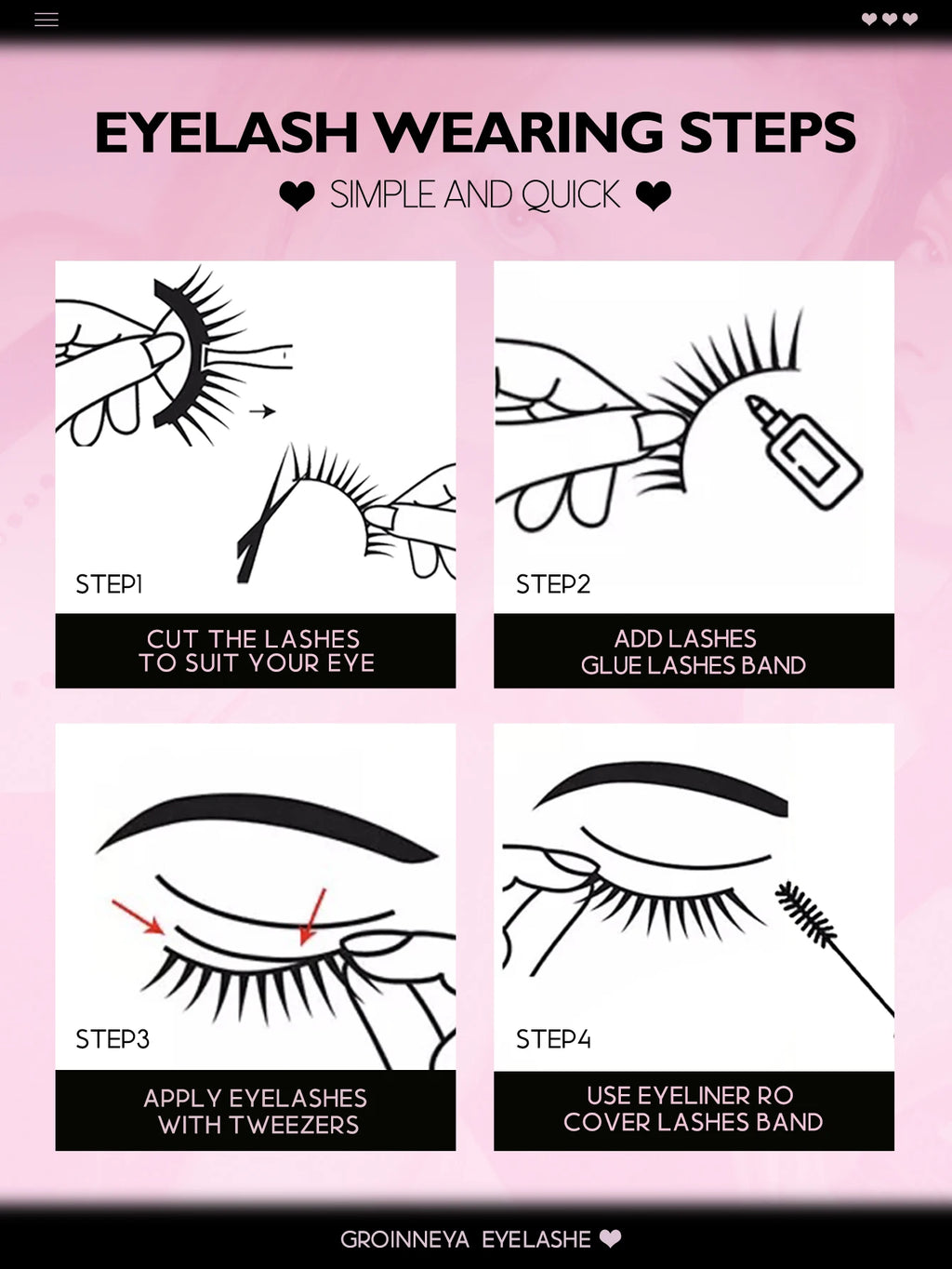 GROINNEYA False Eyelashes Cat Eye Faux Mink Lashes Wispy Lashes Dramatic Long Thick Lashes Volume Mink False Eyelashes Makeup