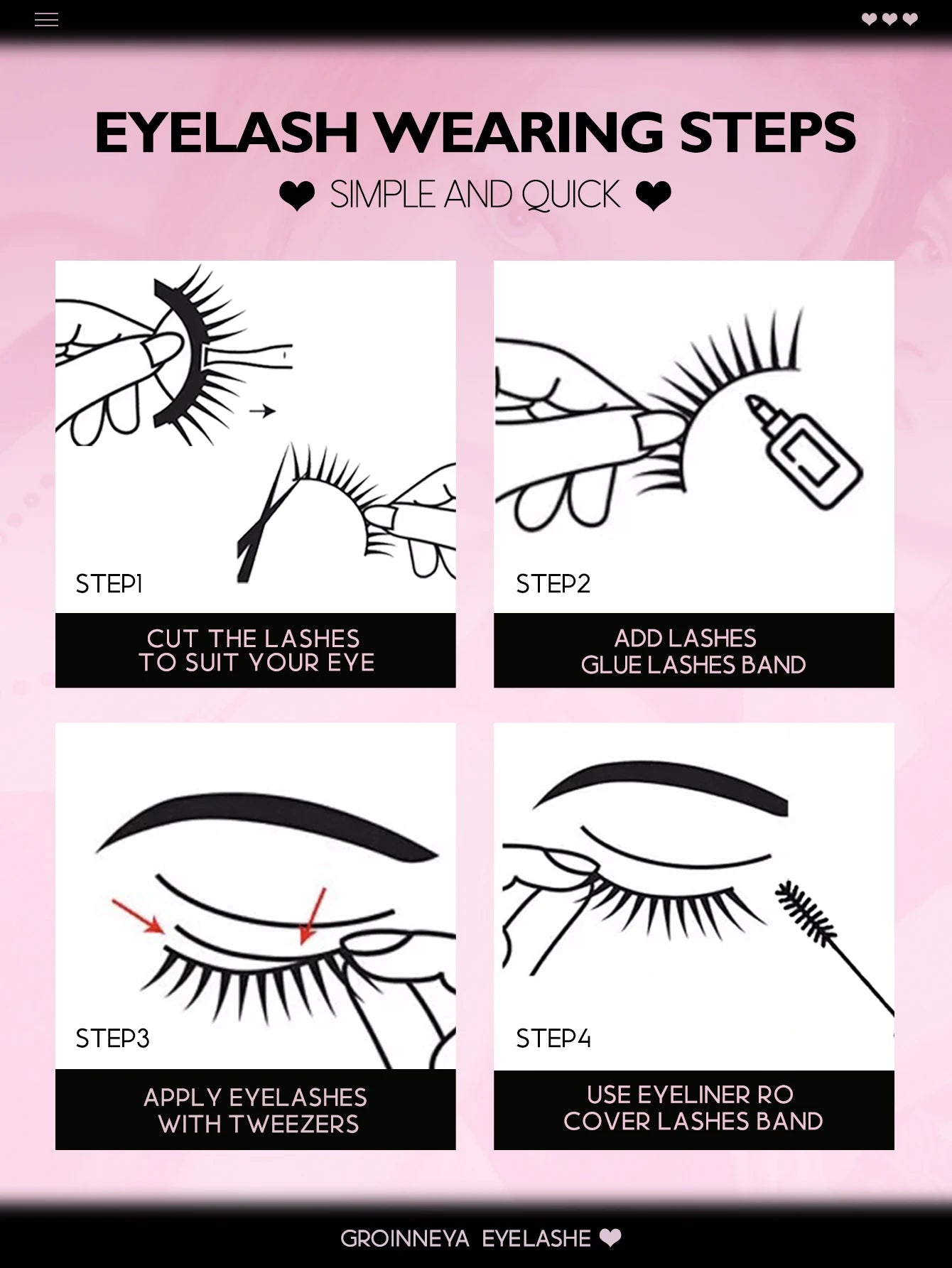 GROINNEYA False Eyelashes Cat Eye Faux Mink Lashes Wispy Lashes Dramatic Long Thick Lashes Volume Mink False Eyelashes Makeup