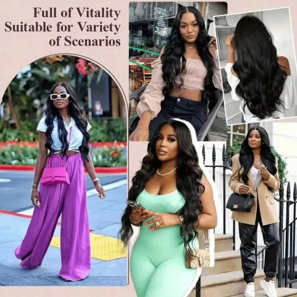 40 42Inch Body Wave Human Hair Wig 13x4 13x6 HD Lace Front Wig 250% Density Brazilian Hair Natural Black Wig for Women