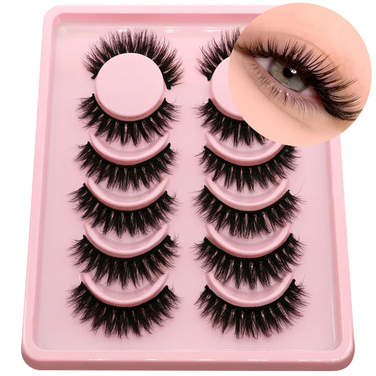 GROINNEYA False Eyelashes Cat Eye Faux Mink Lashes Wispy Lashes Dramatic Long Thick Lashes Volume Mink False Eyelashes Makeup