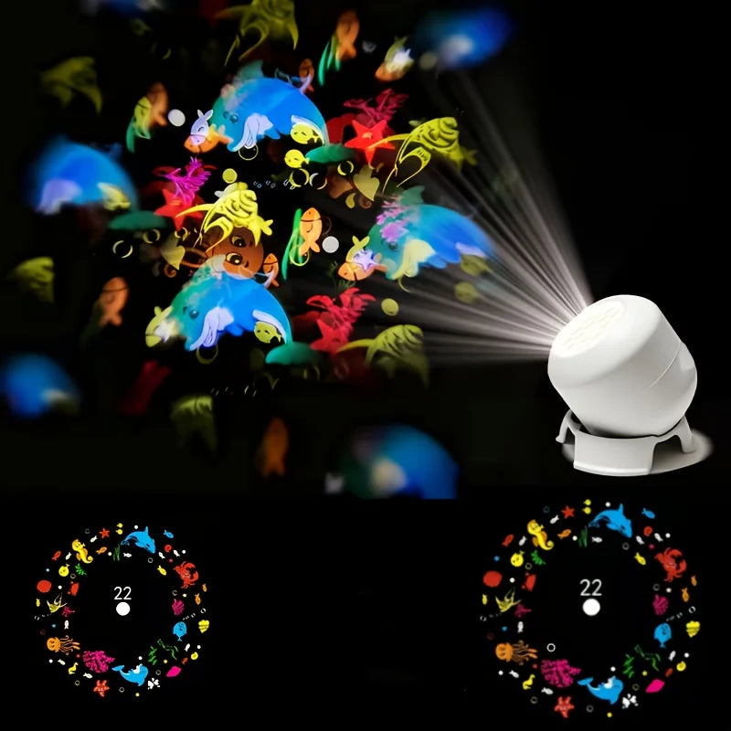 360° Rotating Starry Ocean Projection Night Light Dynamic Projector Decorative Lamp Ocean-Themed Projection Light Festival Gift