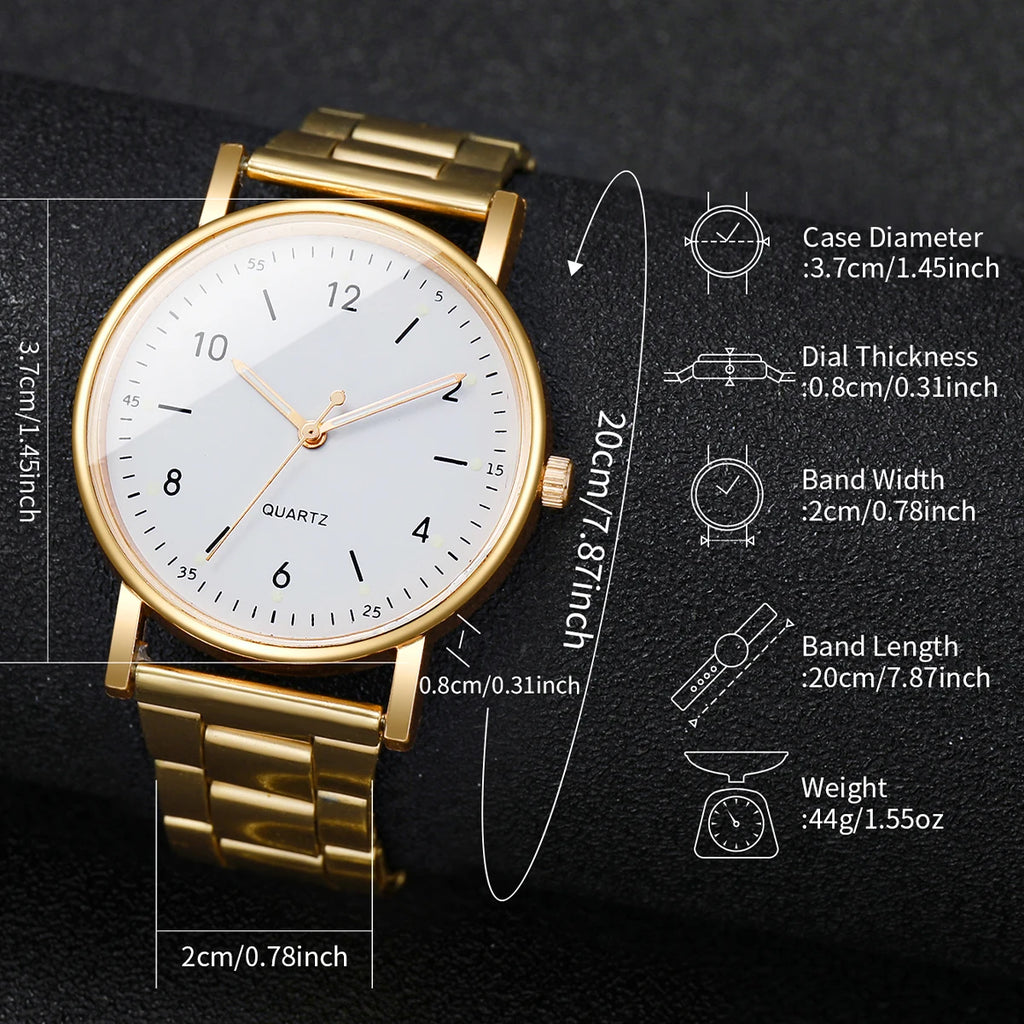 2/4PCS Fashion Arabic Dial Women Watches Simple Quaretz Wristwatch with Bracelets Set Reloj Mujer（Without Box）